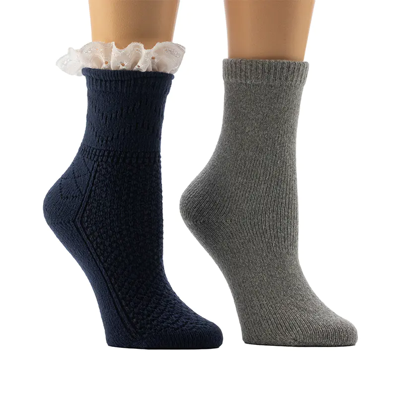 Cizme din tricot plat pentru dama, dantelă croșetă, șosete confortabile pentru acasă